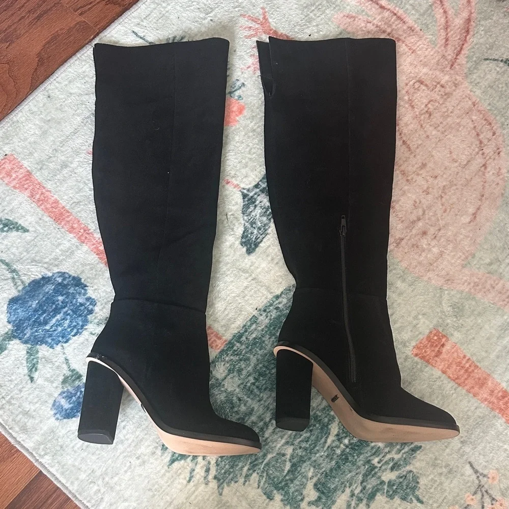 Chic Black Suede Over the Knee Women's Boots
